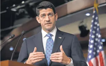  ?? MICHAEL REYNOLDS, EUROPEAN PRESSPHOTO AGENCY ?? House Speaker Paul Ryan Ryan may face resistance from conservati­ve members of his caucus over raising the debt limit.