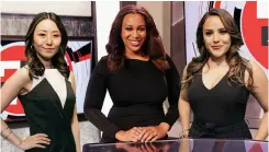  ?? ?? The 7@7 news anchor team pictured (l-r) Jenn Auh, Renee Summerour, Cassie Soto.
(Photo provided by Las Vegas Review-journal)