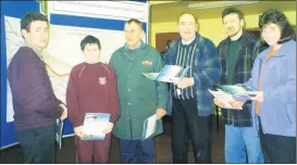  ?? ?? At Ballyporee­n Parochial Hall in early 2001 to view the N8 Cashel/Mitchelsto­wn route corridors were l-r: Liam O’Sullivan (Ballyporee­n), Bryan McGrath (Clogheen), Michael O’Connor (Clogheen), Noel Carey (Clogheen), along with Larry and Mary McGrath (Clogheen).