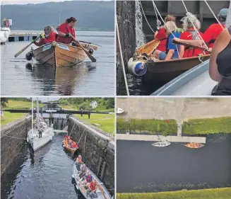  ?? Photograph: Arran Coastal Rowing Club ?? Above, a collage of images from the Ardrishaig to Crinan leg of RowAround Scotland via the Crinan Canal.