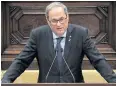  ?? REUTERS ?? Catalan leader Quim Torra speaks at the Catalan parliament yesterday.