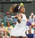  ?? Kirsty Wiggleswor­th / Associated Press ?? Naomi Osaka returns to Yulia Putintseva at Wimbledon in 2019.