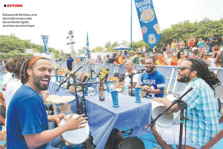  ??  ?? Batuque de Bambas, uma das tradiciona­is rodas de samba da região, acontece aos domingos