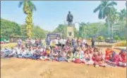  ?? ANI ?? Mumbai BJP supporters protest against Nana Patole for his alleged statement against Prime Minister Narendra Modi