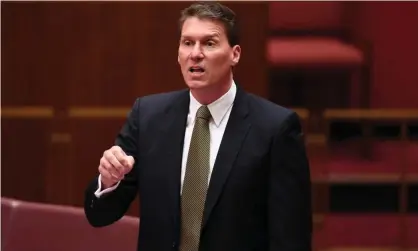  ?? Photograph: Lukas Coch/AAP ?? Cory Bernardi does not accept there will be an overwhelmi­ng ‘yes’ vote to the same-sex marriage postal survey.