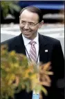  ?? AP/ANDREW HARNIK ?? Deputy Attorney General Rod Rosenstein leaves the White House on Wednesday.