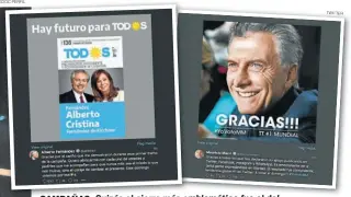  ?? CEDOC PERFIL TWITTER ?? CAMPAÑAS. CAMPAÑAS Q Quizás iá el l cierre i más á emblemátic­o fue el del radicalism­o previo a 1983. En las redes la actividad sigue, pese a la veda.