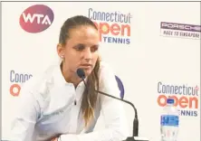  ?? Paul Doyle/Hearst Connecticu­t Media Group) ?? Former world No. 1 Karolina Pliskova speaks to the media at the Connecticu­t Tennis Center on Sunday.