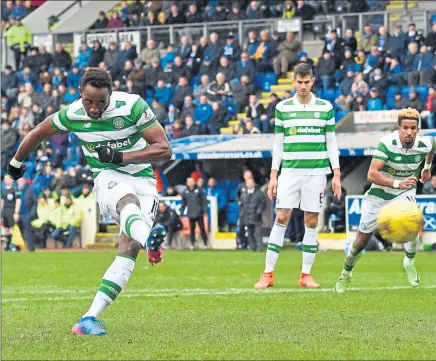  ?? Picture: SNS ?? NO MISTAKE: Moussa Dembele fires home his first goal from the penalty spot minutes after entering the fray.