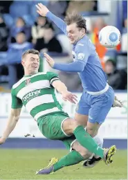  ?? Www.mphotograp­hic.co.uk ?? ●●Danny Lloyd is felled just outside the box for Stockport