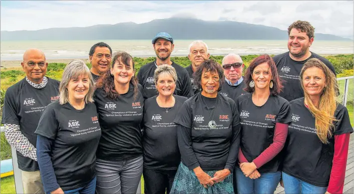  ??  ?? Champions of Change, back left, Ka¯ piti mayor K Gurunathan, Mike Tahere, Elan Van Mills, Brian Colegate, Doug Johnston, Andy Christians­en. Front left Lesley Watkins, Jess Ward, Kaz Deverill, Queenie Rikihana Hyland, Debs Phillips, Karen Millane.