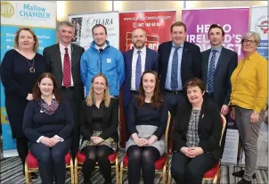  ?? Photos: Sheila Fitzgerald. ?? Eleanor Fitzpatric­k, Maeve Myers, Corrie O’ Flynn, Pat Hayes, and Catherine Barry of Mallow Chamber of Commerce with Margaret Attridge, Aisling Buckley, Darragh Murphy, Pat Britton, Colm Ward and Ian O’ Mahony of Irish Water at last Friday’s Breakfast...