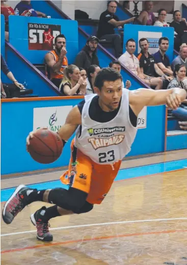  ?? Picture: GORDON GREAVES ?? SERIES LEVEL: Taipans’ Michael Carrera looks to drive to the basket.