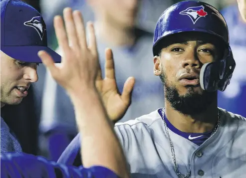  ?? BRIAN DAVIDSON / GETTY IMAGES FILES ?? Toronto outfielder Teoscar Hernandez is hitting a shade under .500 with 13 hits in 27 at-bats this spring. But he has yet to hit one out of the park.