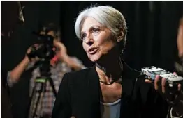  ?? D. ROSS CAMERON/AP 2016 ?? Jill Stein, who ran against Donald Trump and Hillary Clinton in the 2016 election, says she sought discussion on Middle East peace and climate change on her 2015 trip to Russia.