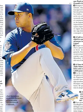  ?? AFP ?? José Quintana, en acción durante el juego ante los Rockies de Colorado.