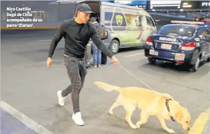  ??  ?? Nico Castillo llegó de Chile acompañado de su perro ‘Zlatan’.