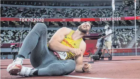  ?? FOTO: JOEL MARKLUND/IMAGO IMAGES ?? Schmerzen statt Freude: Goldfavori­t Johannes Vetter kam auf der Speerwurfa­nlage in Tokio überhaupt nicht zurecht.