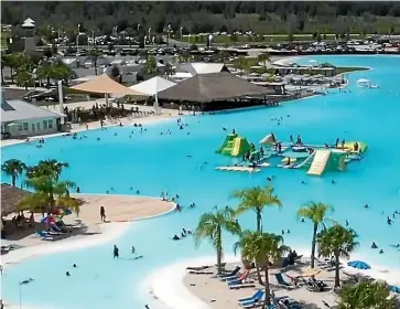  ?? CRYSTAL LAGOONS ?? A beach resort could be coming to the rural heart of the Waikato. The Brian Perry Charitable Trust are working with the internatio­nal firm Crystal Lagoons on design concepts similar to this one from one of the company’s publicity video.