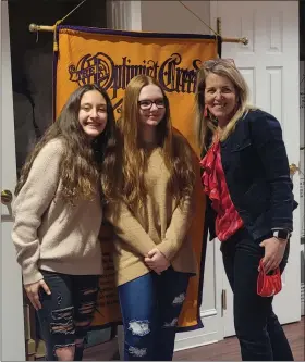  ?? SUBMITTED PHOTO ?? Boyertown Optimist Club Essay Contest winner Gianna Martin, runner up Nicole Rehrig and Boyertown teacher Tina Schrode-Fries were recognized at the club’s March 14 meeting.