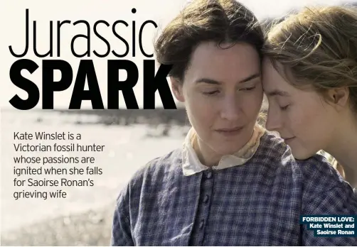  ??  ?? FORBIDDEN LOVE: Kate Winslet and Saoirse Ronan