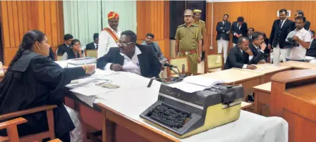  ?? ?? A MOCK COURT SESSION being conducted as a part of the Induction Training Programme for civil judges at the Tamil Nadu State Judicial Academy, Chennai.