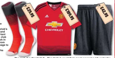  ??  ?? The cost of authentici­ty?... Man United unveil their most expensive kit yesterday