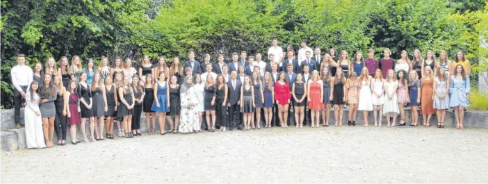  ?? FOTO: ISABEL KUBETH DE PLACIDO ?? Geschafft: der Abiturjahr­gang des Valentin-Heider-Gymnasiums.