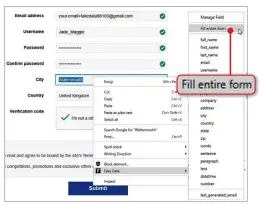  ?? ?? Fake Data lets you fill in online forms using bogus names, addresses and other details