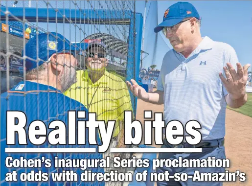  ?? Corey Sipkin ?? WRONG WAY: Steve Cohen, greeting fans during spring training 2022, infamously declared during his first media engagement as Mets owner on Nov. 10, 2020, “If we don’t win a World Series in 3-5 years, that would be disappoint­ing.” The recent trades shipping David Robertson and Max Scherzer out of town also qualify as disappoint­ing.