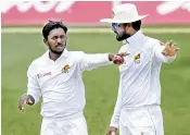  ?? — AFP ?? Dinesh Chandimal (right) will miss Sri Lanka’s third Test against West Indies after getting a one match ban.