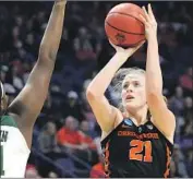  ?? James Crisp Associated Press ?? OREGON STATE center Marie Gulich might be the Sparks’ draft pick after a solid NCAA tournament.