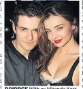  ??  ?? DIVORCE With ex Miranda Kerr