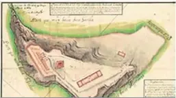  ?? ?? Plano del fuerte de la Isla Verde en el siglo XVIII.