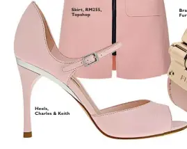  ??  ?? Heels, Charles & Keith Skirt, RM255, Topshop