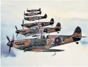  ??  ?? Spitfires in formation and, far left, Hazel Hill as a schoolgirl