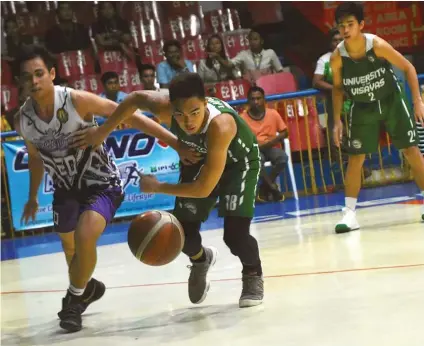  ?? SUNSTAR FOTO / RUEL ROSELLO ?? SWEEP. The University of the Visayas Baby Lancers win Game 2 of the best-ofthree finals series to win the high school title of the Cesafi Partner’s Cup. Beirn Laurente was among the five UV players to have scored in double digits.