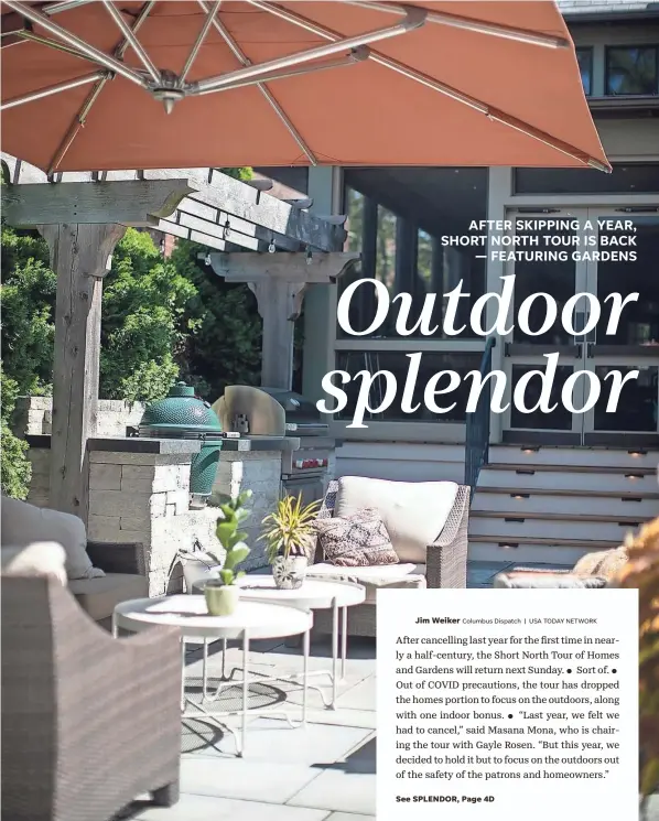  ?? COURTNEY HERGESHEIM­ER/COLUMBUS DISPATCH ?? Haley Boehning placed a seating area next to her outdoor kitchen when she renovated her backyard five years ago.