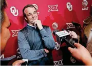  ?? SISNEY, THE OKLAHOMAN] [PHOTO BY STEVE ?? Oklahoma assistant coach Shane Beamer speaks during a press conference in Norman on Jan. 26.