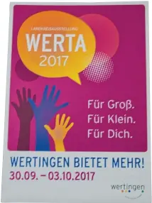  ?? Foto: Bertold Veh ?? „Für Groß. Für Klein. Für Dich.“Mit diesem Slogan auf dem Plakat geht in diesem Jahr die Gewerbesch­au in Wertingen an den Start.