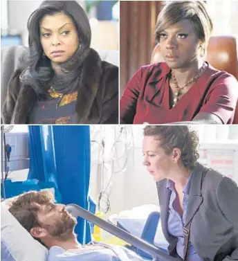  ??  ?? ACTRESS: Oh, the nomination drama facing, clockwise from top, Taraji P. Henson on “Empire,” Viola Davis on “Murder” and Olivia Colman on “Broadchurc­h.”