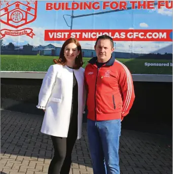  ??  ?? Sarah Gates, Director of Mosney and Dessie McDonald, Chairperso­n of St. Nicholas GFC