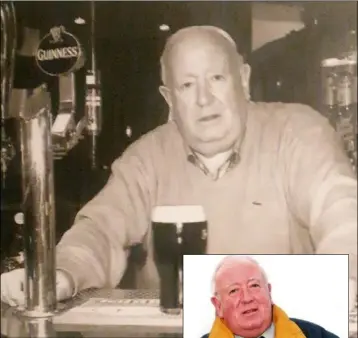  ??  ?? The late Jimmy McGeough behind the bar in the Windsor and inset, enjoying a day at Dundalk races.