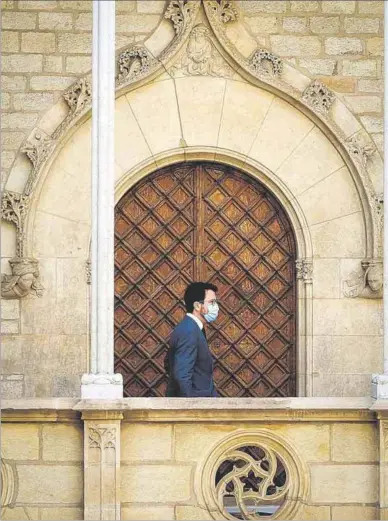  ?? QUIQUE GARCÍA / EFE ?? El presidente catalán, Pere Aragonès, ayer, en la sede de la Generalita­t.