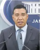  ??  ?? Prime Minister Andrew Holness addresses a digital press conference at Jamaica House on Monday, May 18, 2020.