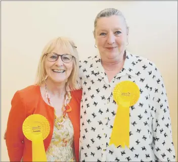  ?? Picture: Sarah Standing ?? JOY Liberal Democrats candidates (l-r) Julie Westerby (2 years) and Dawn Kelly (4 years) elected for Leesland and Newtown ward