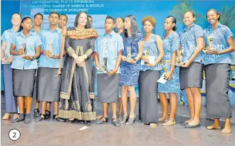  ??  ?? 2. Minister for Education Rosy Akbar with sports achievemen­t award recipients.