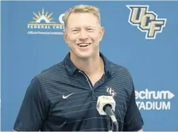  ?? STEPHEN M. DOWELL/STAFF PHOTOGRAPH­ER ?? UCF head coach Scott Frost says this year’s team is much farther along than last year’s was at this time.