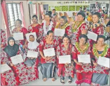  ?? Picture: JONACANI LALAKOBAU ?? Members of the sewing class with their certificat­es.