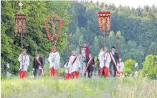  ?? ARCHIVFOTO: OLIVER LINSENMAIE­R ?? Bereits im vergangene­n Jahr ritt eine ganz kleine Abordnung eine Runde über Köpfingen. Der Dekan sprach damals vom „Blutrittle“.